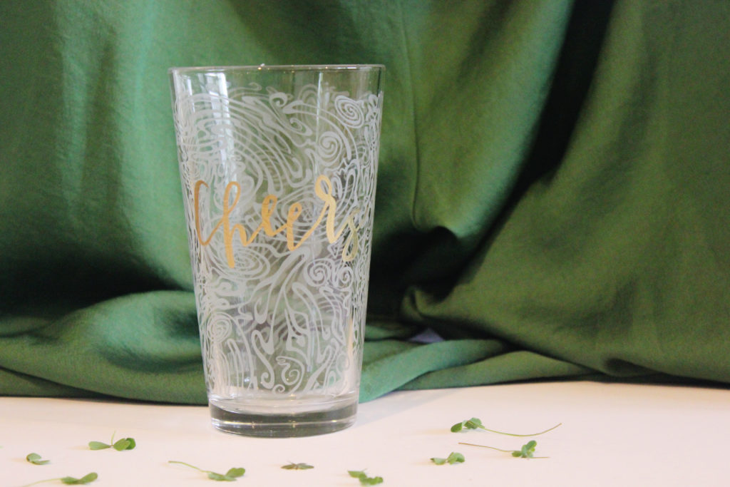 hand lettered pint glass