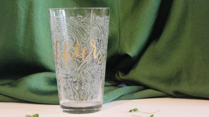 hand lettered pint glass