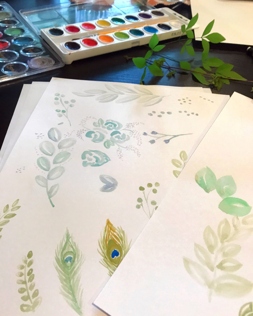 watercolor foliage