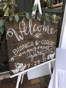 Engagement party welcome sign