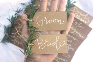 Bride and groom place cards